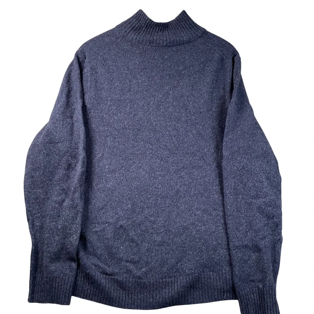 J.Crew Rugged Merino Quarter Zip Sweater Mens Large Navy‎ Blue Excellent Knit
